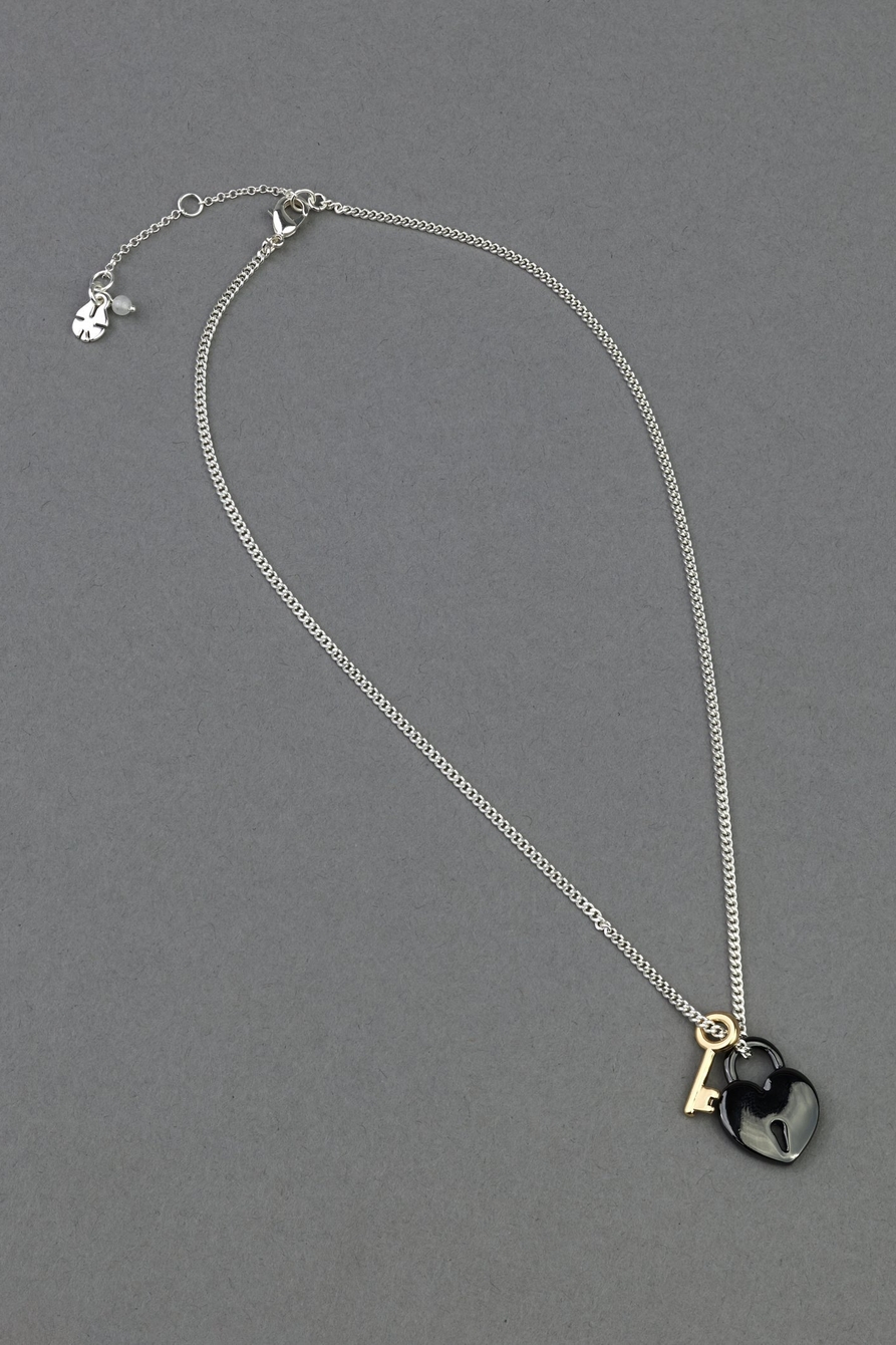 ox heart lock and key pendant